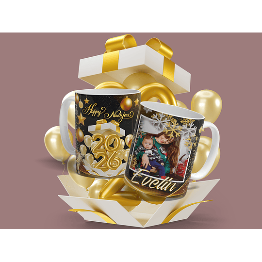 Plantillas de Diseño Tazas Año Nuevo Con Foto 2026 Archivos Editables Photoshop