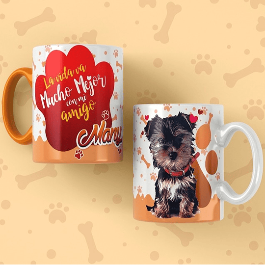 25 Plantillas de Diseño Tazas Mascotas 2 Archivos Editables PSD y JPG