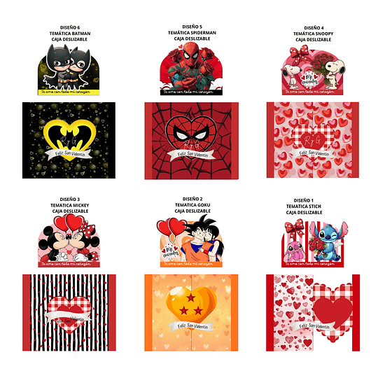 Plantillas de Diseño Cajas Deslizables San Valentín Archivos PDF