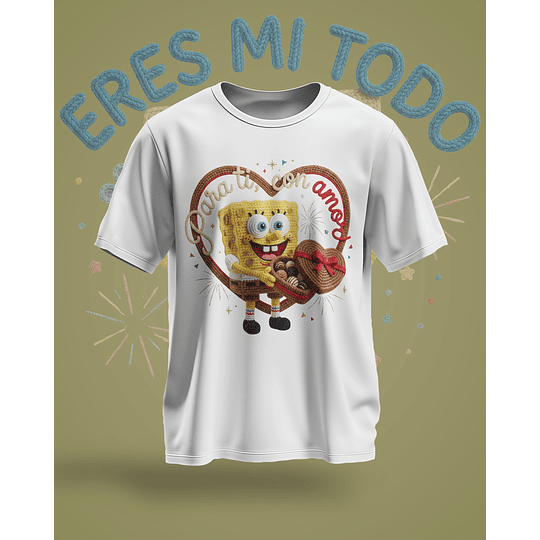 12 Plantillas de Diseño Remera Camiseta Bob Esponja San Valentín Archivos PNG