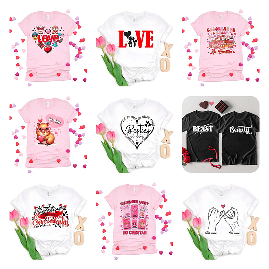 48 Plantillas de Diseño Remera Camiseta San Valentín Archivos PNG