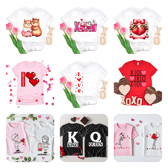 48 Plantillas de Diseño Remera Camiseta San Valentín Archivos PNG