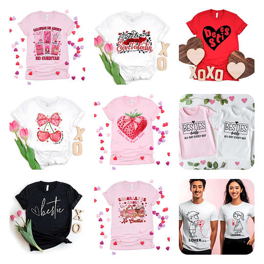 48 Plantillas de Diseño Remera Camiseta San Valentín Archivos PNG