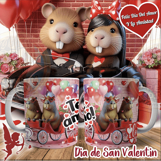 12 Plantillas de Diseño Tazas Capibara N°4 San Valentín Archivos JPG