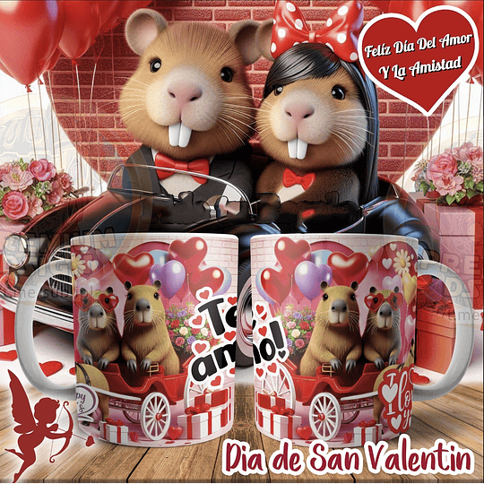 12 Plantillas de Diseño Tazas Capibara N°4 San Valentín Archivos JPG