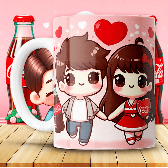 12 Plantillas de Diseño Tazas Coca Cola San Valentín Archivos JPG