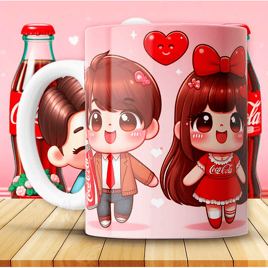 12 Plantillas de Diseño Tazas Coca Cola San Valentín Archivos JPG