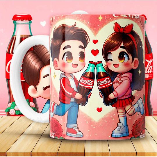 12 Plantillas de Diseño Tazas Coca Cola San Valentín Archivos JPG
