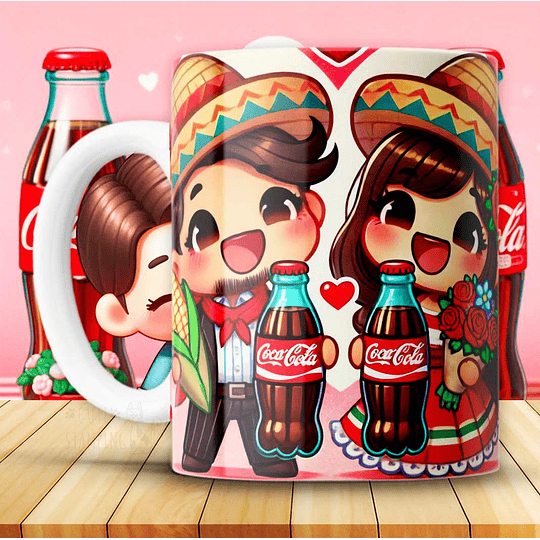 12 Plantillas de Diseño Tazas Coca Cola San Valentín Archivos JPG