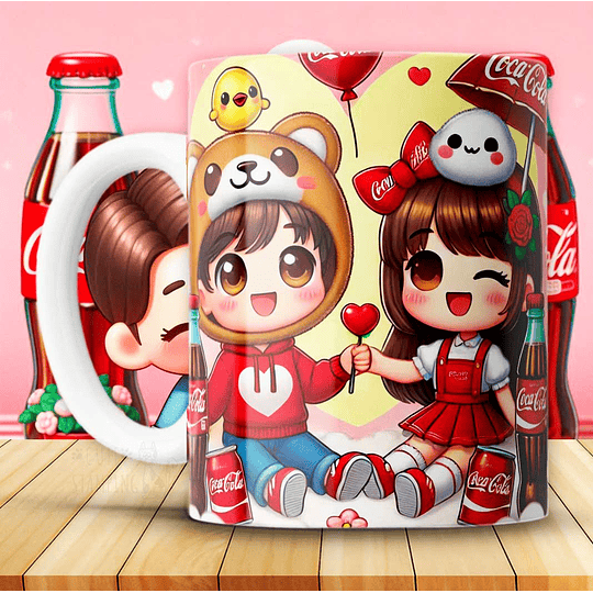 12 Plantillas de Diseño Tazas Coca Cola San Valentín Archivos JPG