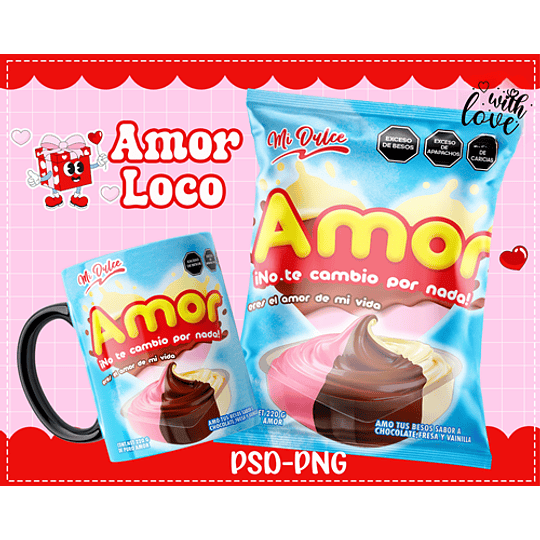 Plantillas de Diseño Tazas Golosinas San Valentín Archivos PNG y PSD