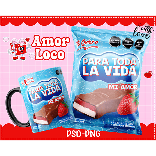 Plantillas de Diseño Tazas Golosinas San Valentín Archivos PNG y PSD