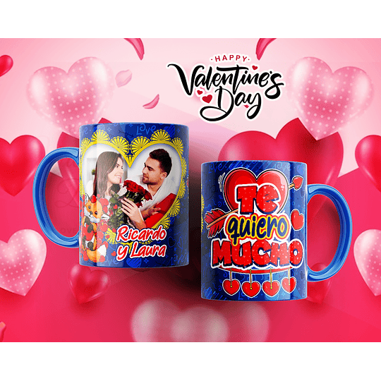 12 Plantillas de Diseño Tazas Te Quiero Mucho San Valentín Archivos Editables PSD