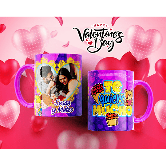 12 Plantillas de Diseño Tazas Te Quiero Mucho San Valentín Archivos Editables PSD