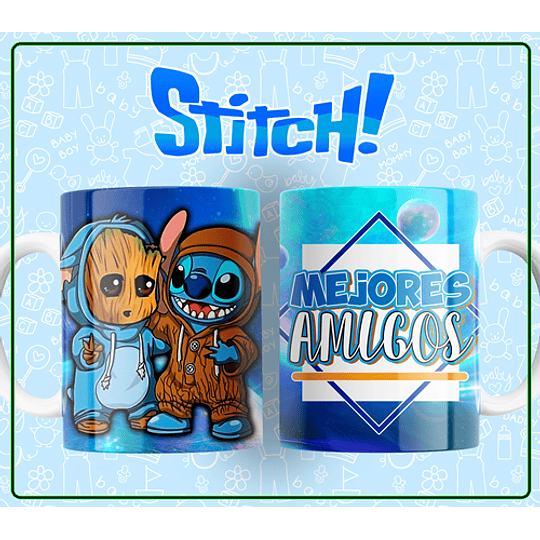10 Plantillas de Diseño Tazas Stitch Mejores Amigos Archivos Editables PSD