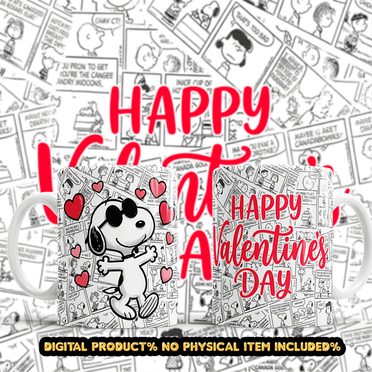 9 Plantillas de Diseño Tazas Snoopy San Valentín Archivos PNG