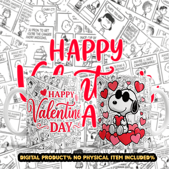 9 Plantillas de Diseño Tazas Snoopy San Valentín Archivos PNG