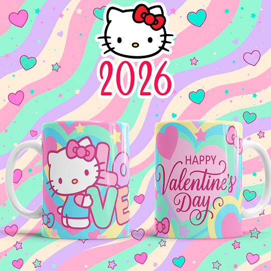 10 Plantillas de Diseño Tazas Hello Kitty San Valentín Archivos PNG