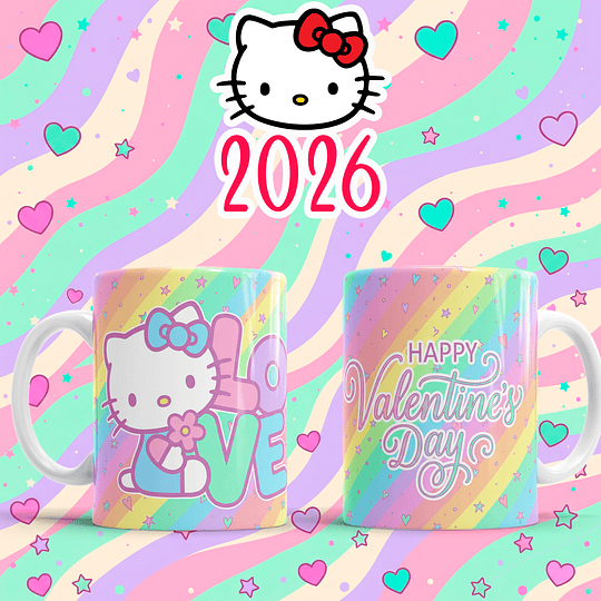 10 Plantillas de Diseño Tazas Hello Kitty San Valentín Archivos PNG
