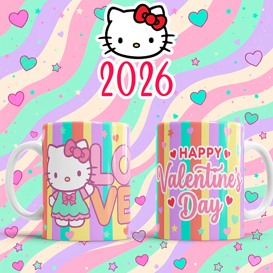 10 Plantillas de Diseño Tazas Hello Kitty San Valentín Archivos PNG