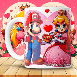 12 Plantillas de Diseño Tazas Super Mario San Valentín Archivos JPG