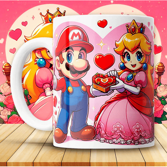 12 Plantillas de Diseño Tazas Super Mario San Valentín Archivos JPG