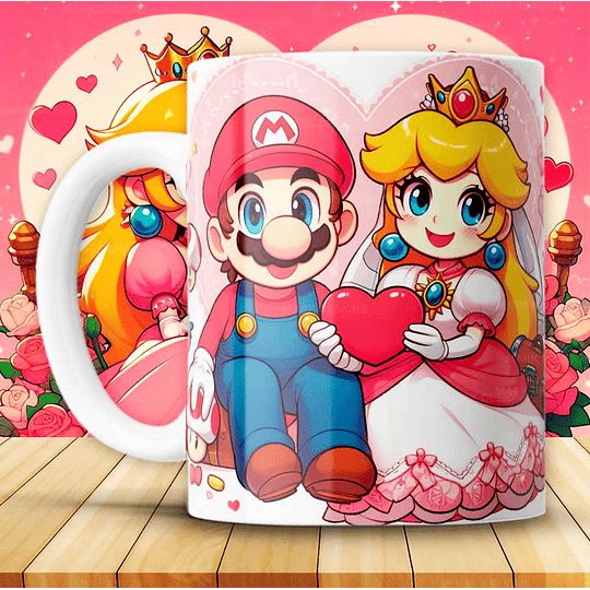12 Plantillas de Diseño Tazas Super Mario San Valentín Archivos JPG