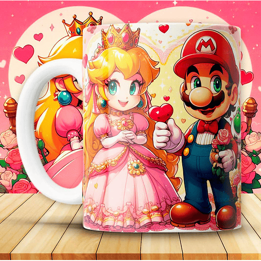12 Plantillas de Diseño Tazas Super Mario San Valentín Archivos JPG