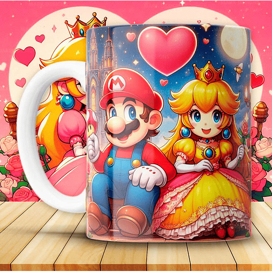 12 Plantillas de Diseño Tazas Super Mario San Valentín Archivos JPG