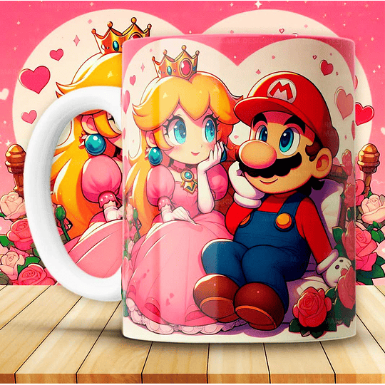 12 Plantillas de Diseño Tazas Super Mario San Valentín Archivos JPG