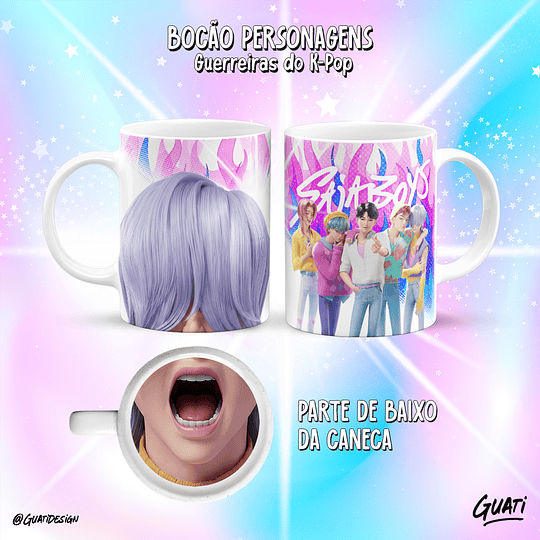 10 Plantillas de Diseño Tazas Boca Guerreras K-pop Archivos PNG