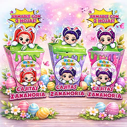 Plantillas de Diseño Cajitas Zanahorias 2 Hojas Pascua Archivos Power Point