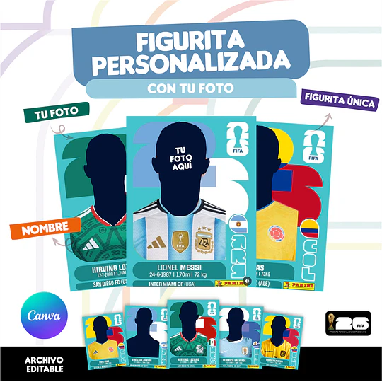 Figurita Personalizada Copa del Mundo 2026 Argentina - Archivo Digital para Imprimir 