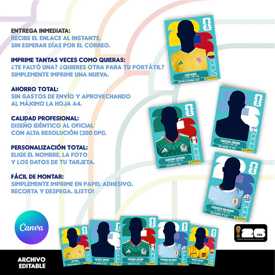 Figurita Personalizada Copa del Mundo 2026 Argentina - Archivo Digital para Imprimir 