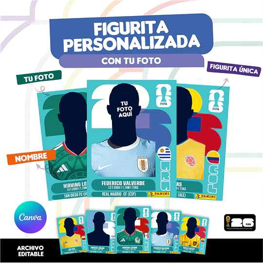 Figurita Personalizada Copa del Mundo 2026 Uruguay - Archivo Digital para Imprimir