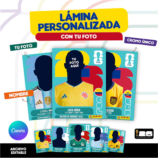 Figurita Personalizada Copa del Mundo 2026 Colombia - Archivo Digital para Imprimir