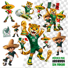 Pack Diseños Mascotas Mundial 2026 México PNG sin Fondo