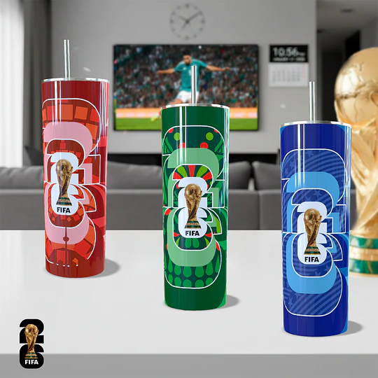 6 Plantillas de Diseño Tazas Tumbler Pack Mundial 2026 Archivos PNG