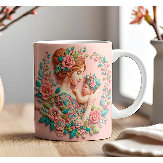 Plantillas de Diseño Tazas 3D Día de la Madre Archivos PNG