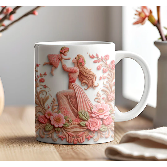 Plantillas de Diseño Tazas 3D Día de la Madre Archivos PNG