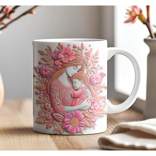 Plantillas de Diseño Tazas 3D Día de la Madre Archivos PNG