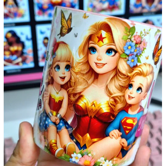 Plantillas de Diseños Tazas Mamá Mujer Maravilla Archivos PNG