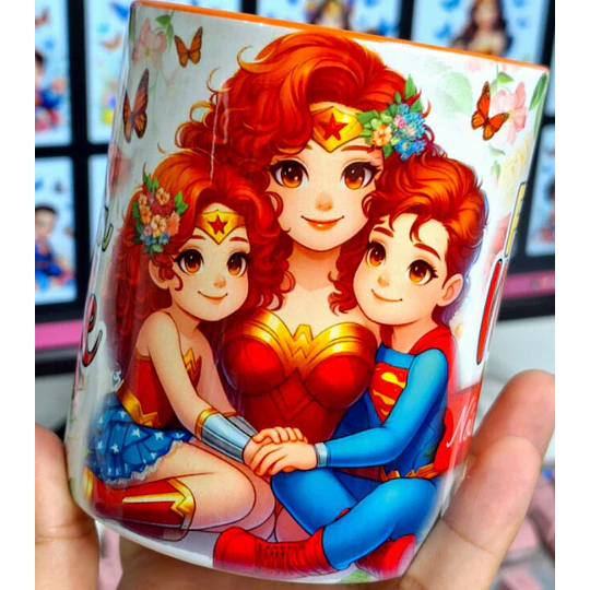 Plantillas de Diseños Tazas Mamá Mujer Maravilla Archivos PNG