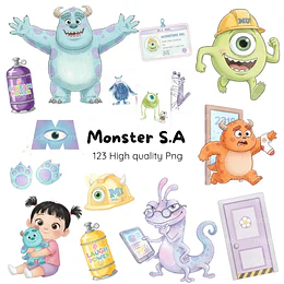 Imágenes Monstros S.A. Acuarela Png 300 dpi Clipart Fondo Transparente 