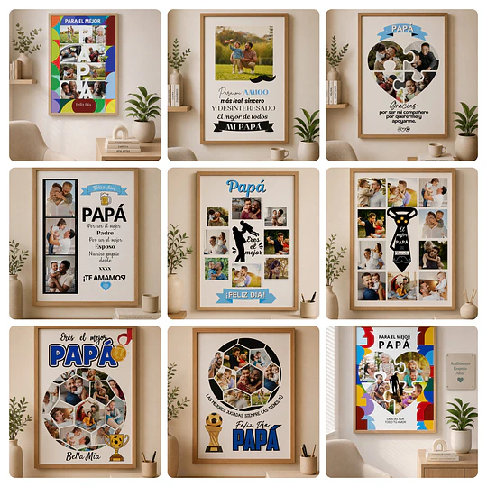 30 Plantillas Diseños para Cuadros Día del Papá Archivo en Canva