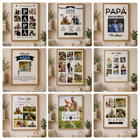 30 Plantillas Diseños para Cuadros Día del Papá Archivo en Canva