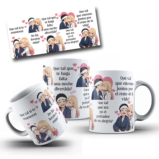 Disenõs Tazas Que tal si te enamoras, Que tal que te haga falta una noche divertida? - Marin Kitagawa e Wakana Gojo Sublimación Png 