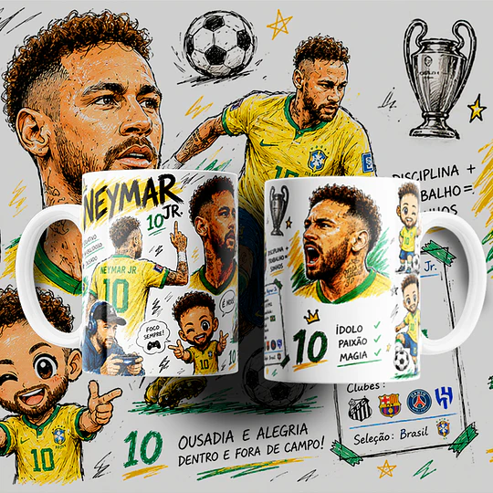 3 Plantillas de Diseño Tazas Lionel Messi, Cristiano Ronaldo y Neymar Archivos PNG