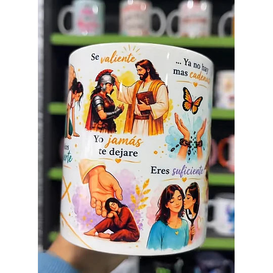 Disenõs Tazas Me dices no temas, Me dices se fuerte, Se valiente, Yo jamás te dejare Jesus Musicales Sublimación Png