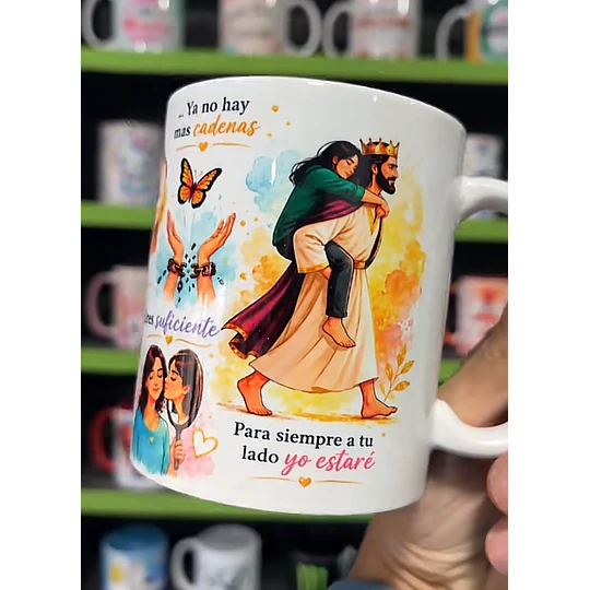 Disenõs Tazas Me dices no temas, Me dices se fuerte, Se valiente, Yo jamás te dejare Jesus Musicales Sublimación Png